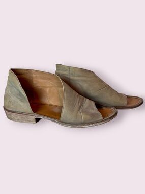 Free People Mont Blanc Leather Peep Toe Sandals Tan Euro 39 US 8.5